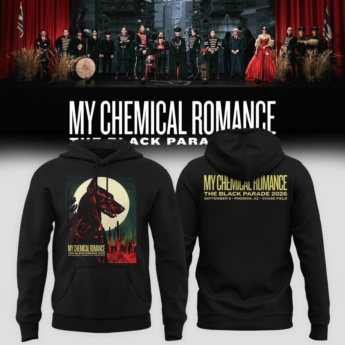 My Chemical Romance Phoenix AZ 2026 Event Poster Live At Chase Field Sep 6 2026 Hoodie
