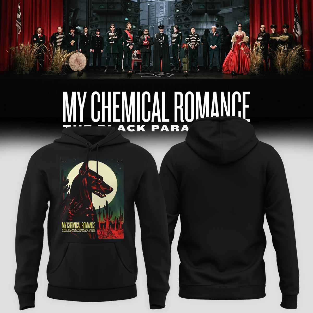 My Chemical Romance Phoenix AZ 2026 Event Poster Live At Chase Field Sep 6 2026 Hoodie