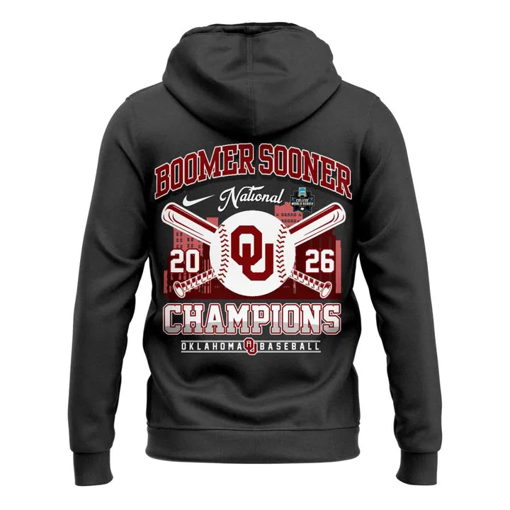 Oklahoma Sooners Charcoal 2026 NCAA Division I Baseball National Champions Locker Room Hoodie