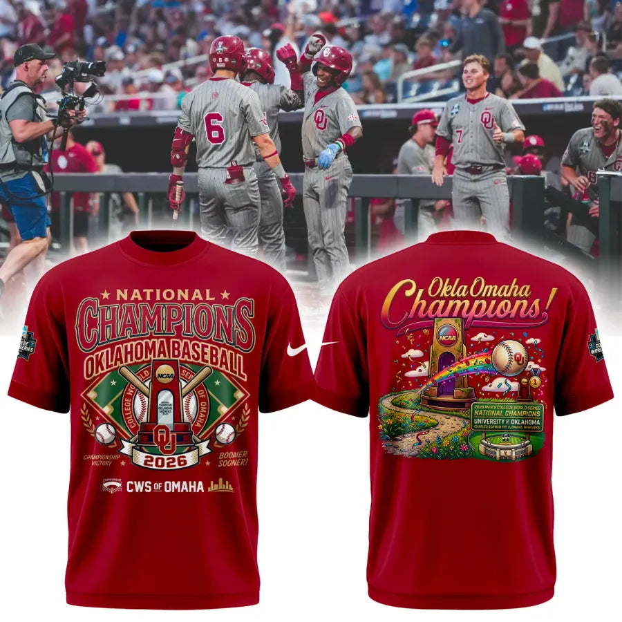 Sooners Crimson 2026 NCAA Division I Baseball National Champions Locker Room Shirt