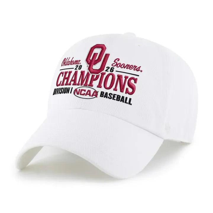 Men's '47 White Oklahoma Sooners 2026 NCAA Baseball Men's College World Series Champions Clean Up Adjustable Hat