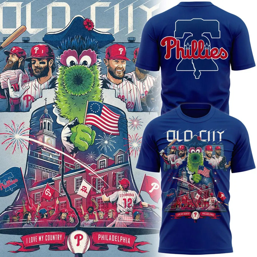 Limited Edition Phillies Old City Patriotic Two-Sided Graphic Shirt