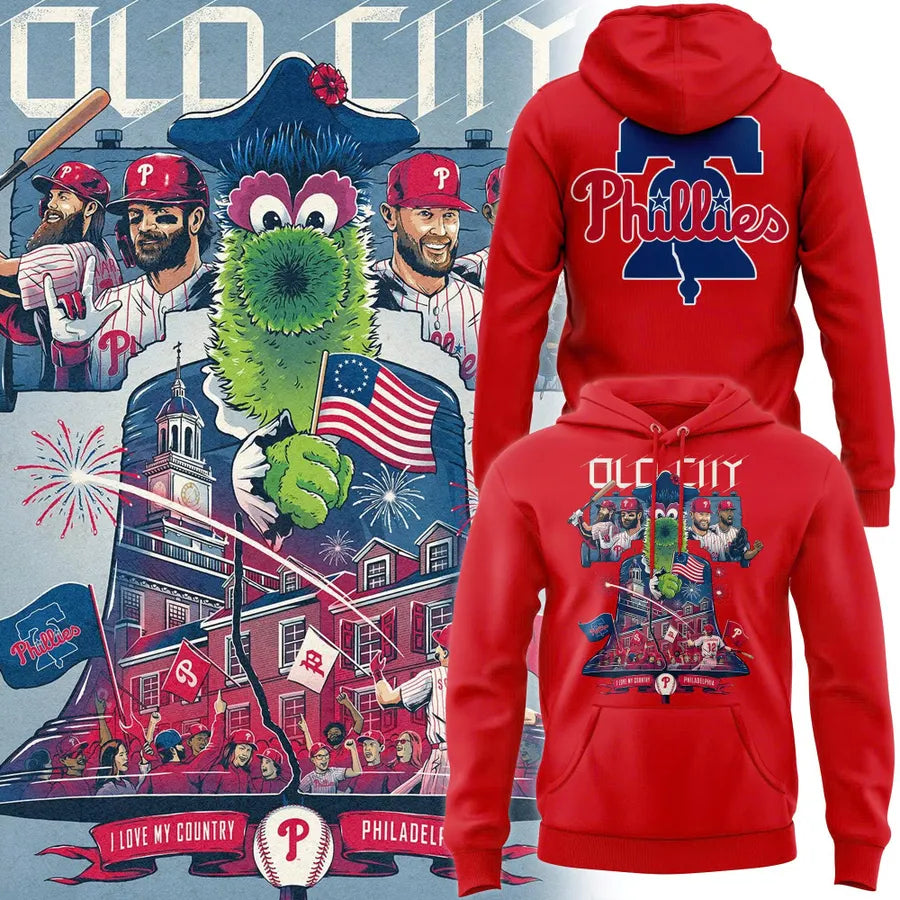 Limited Edition Phillies Old City Patriotic Two-Sided Graphic Hoodie