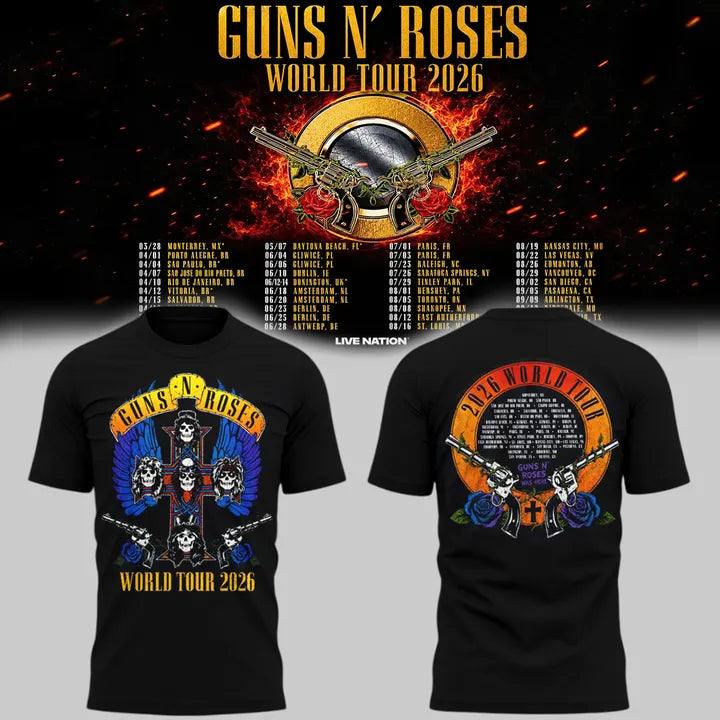 Limited Edition Guns N' Roses x NC State Football - World Tour 2026 T-Shirt