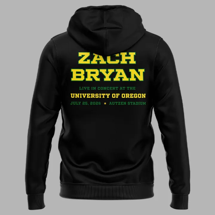 Black Hoodie Zach Bryan x Oregon Football - With Heaven On Tour Hoodie