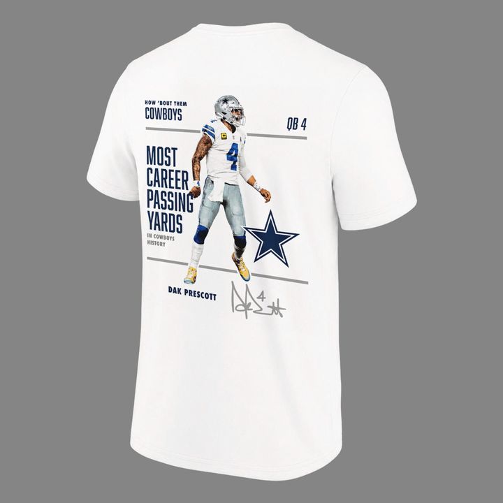 Limited Edition Dak Prescott T-Shirt Signatures Print for Dallas Cowboys fans