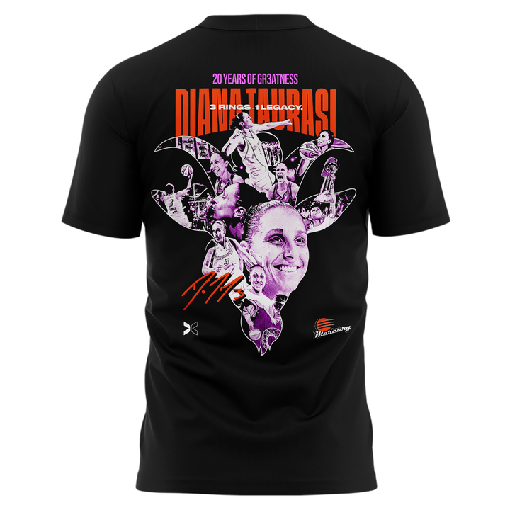 2026 Limited edition Diana Taurasi’s T-Shirt Black Signature Print for Phoenix Mercury fans