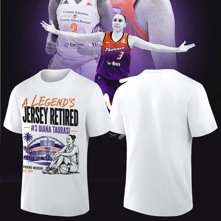 Unisex Diana Taurasi White Phoenix Mercury 20 Years 1 Team Portrait T-Shirt