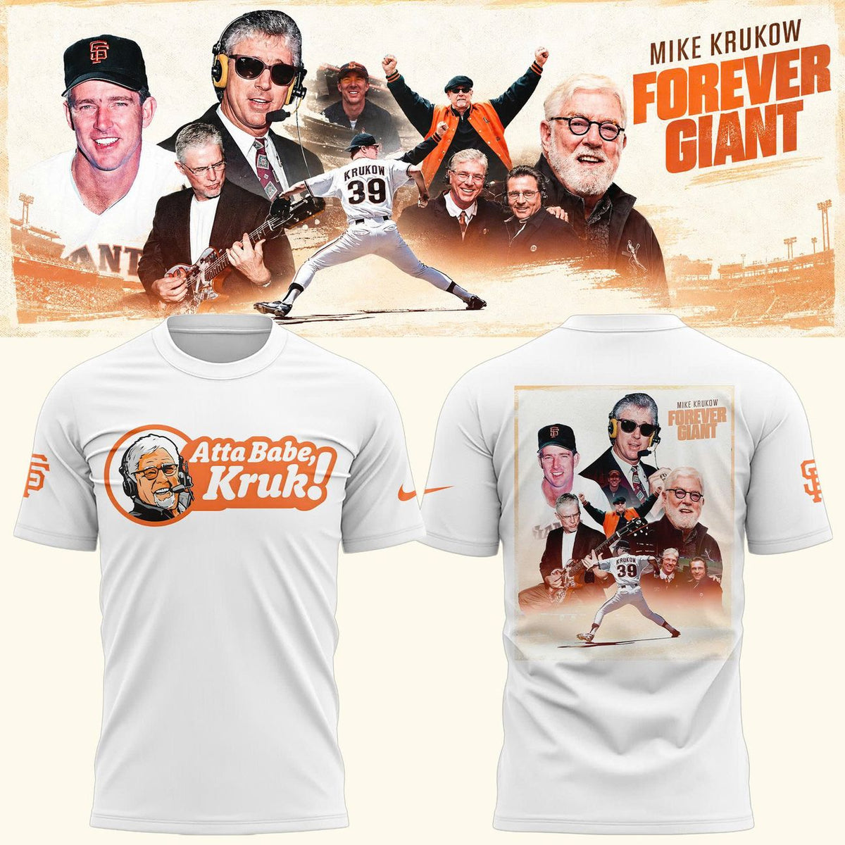Mike Krukow "Atta Babe, Kruk!" Forever Giant T-Shirt