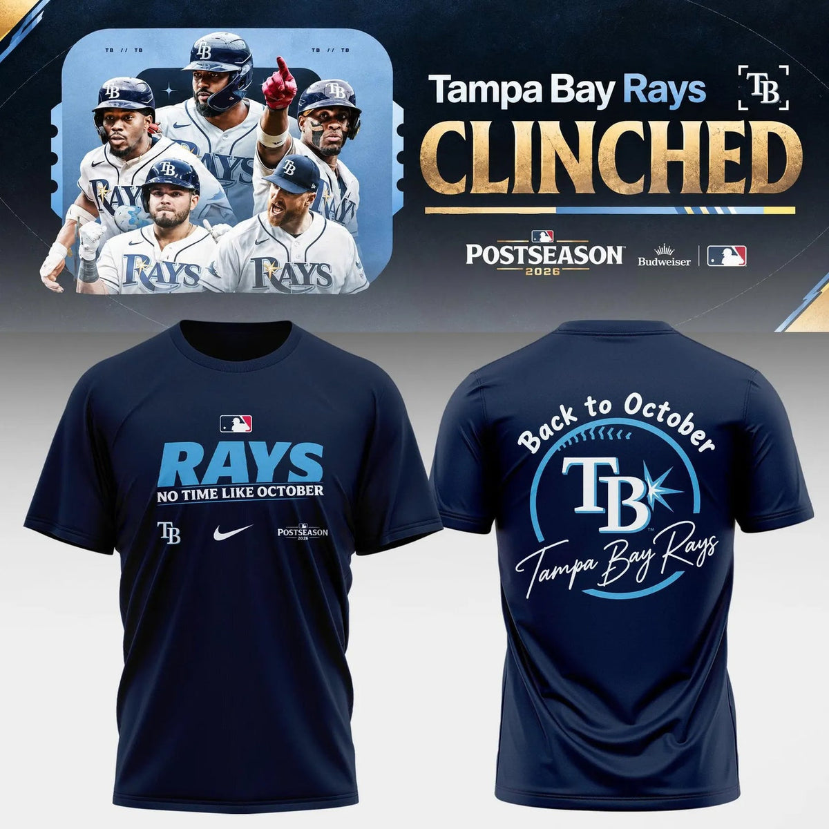 Limited Edition Tampa Bay Rays Postseason 2026 Clinched T-shirt