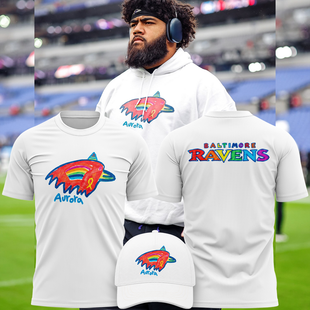 Limited Edition Baltimore Ravens Tshirt Designed By Young Heroes Battling Cancer