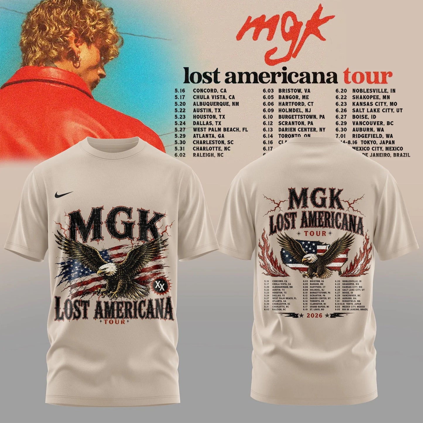 MGK Lost Americana Tour 2026 Limited Edition Tshirt V1