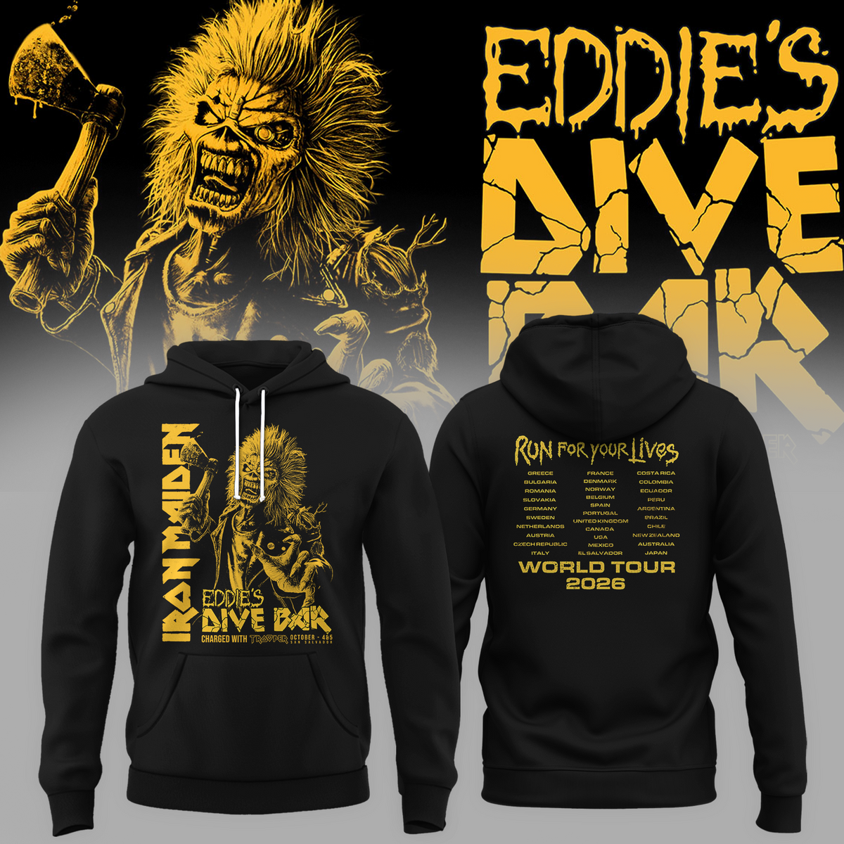 Iron Maiden Run For Your Lives World Tour 2026 - El Salvador Event Hoodie