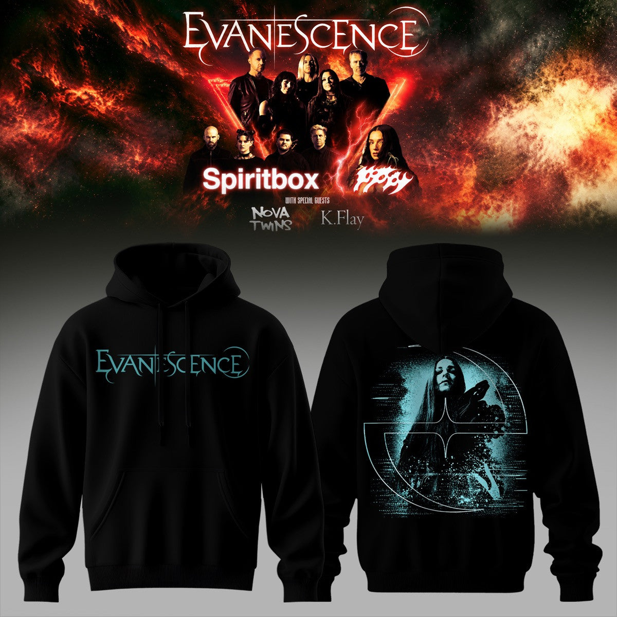 EVNSCNS Spiritbox Tour 2026 Premium Graphic Hoodie 3D AOP V1