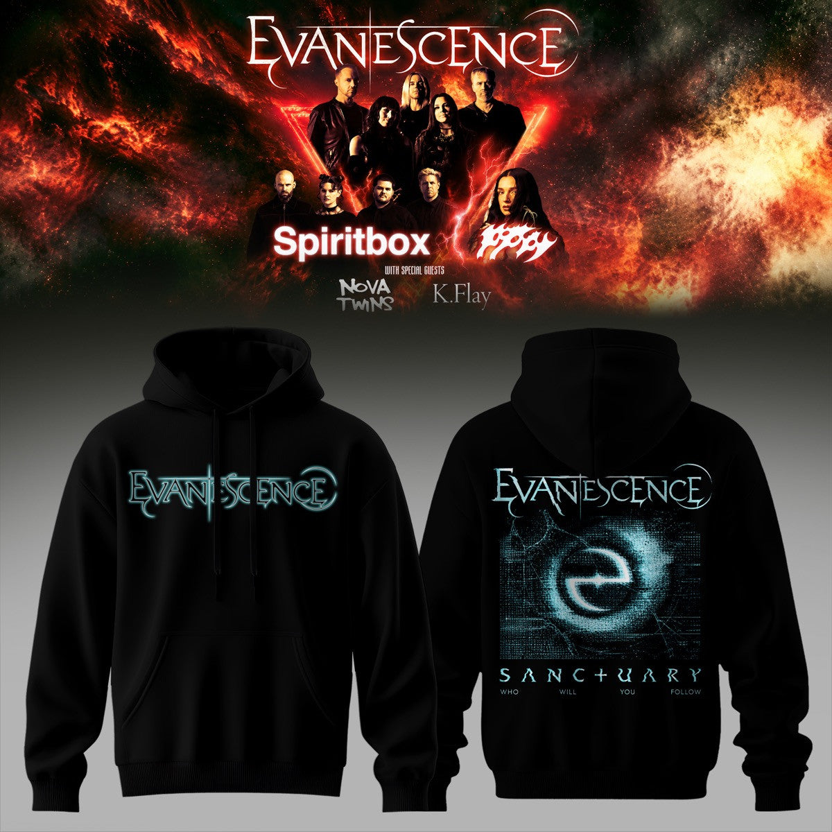 EVNSCNS Spiritbox Tour 2026 Premium Graphic Hoodie 3D AOP V3