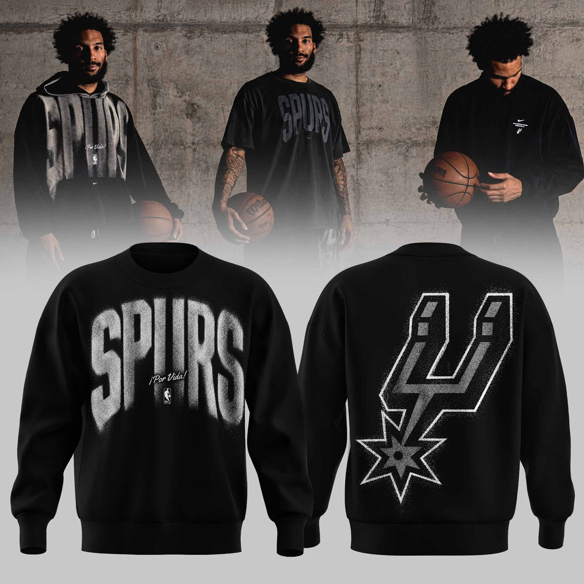 . San Antonio Spurs Apparel 3D All-Over Print Graphic Sweatshirt V1