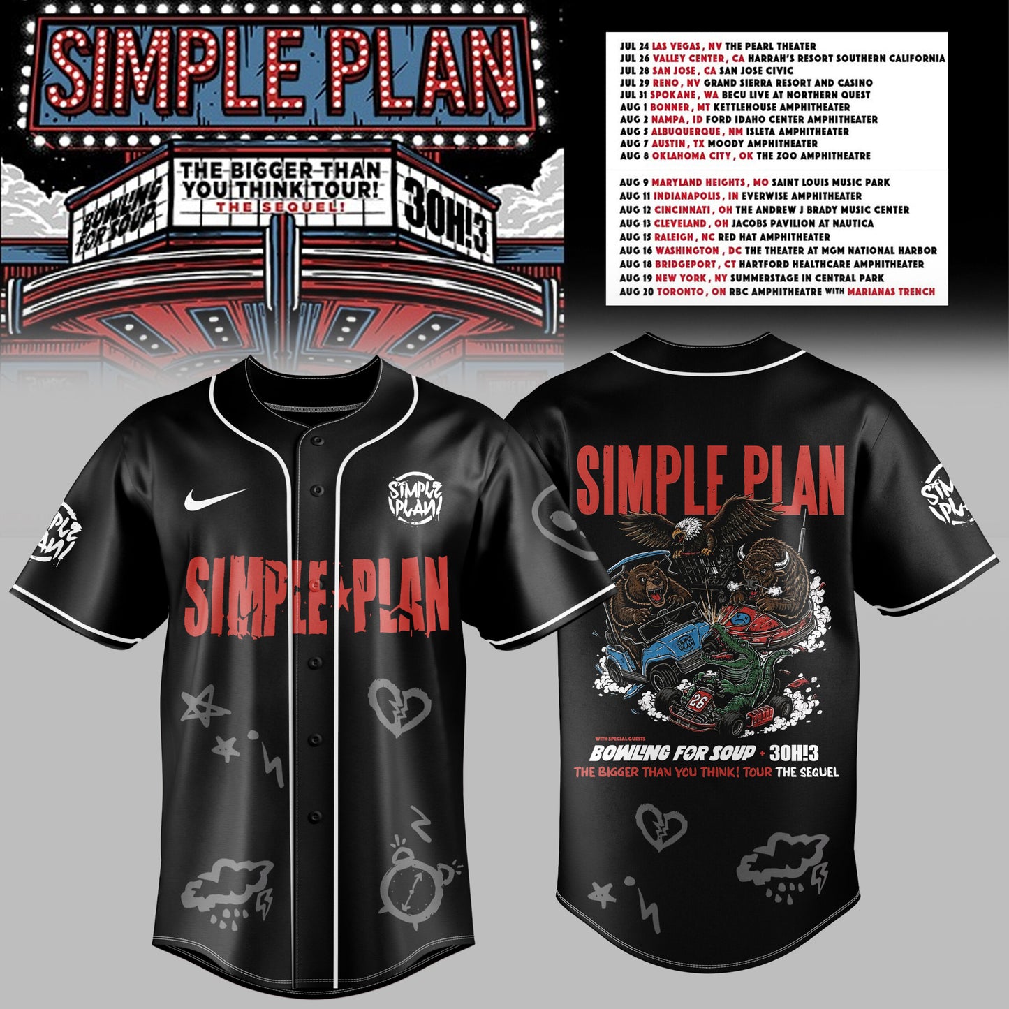 The Bigger Than You Think Tour Premium 3D JERSEY Doodle Icons Style