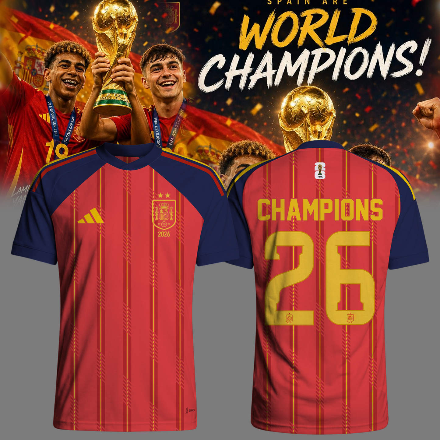 Limited Edition Spain National Football Team 2026 Wolrd Cup Champions Shirt