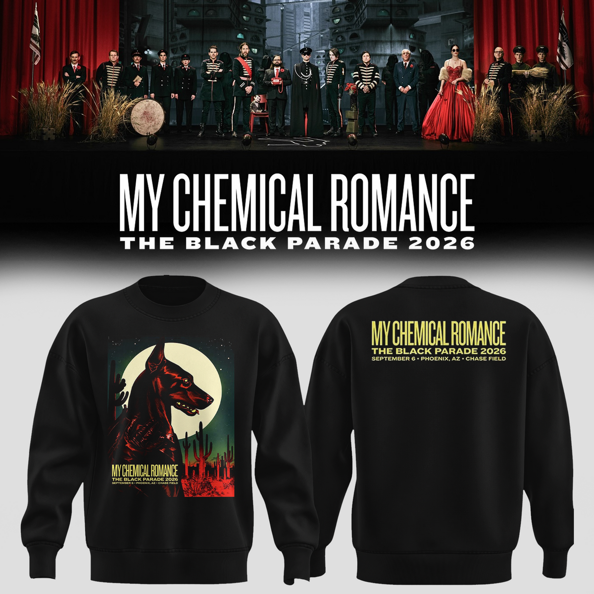 My Chemical Romance Phoenix AZ 2026 Event Poster Live At Chase Field Sep 6 2026 Sweater