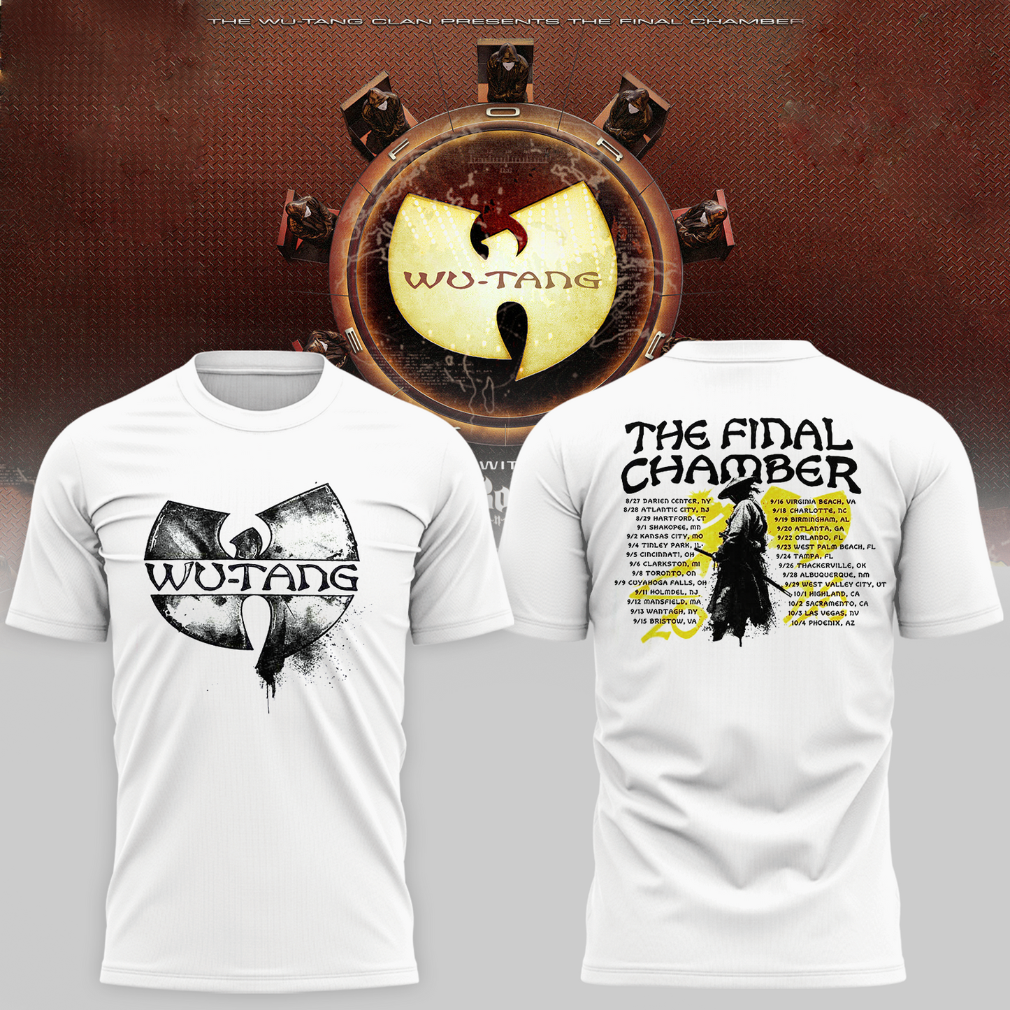 Wu-Tang Clan The Final Chamber 2026 North America Tour Merch The Samurai White T-Shirt
