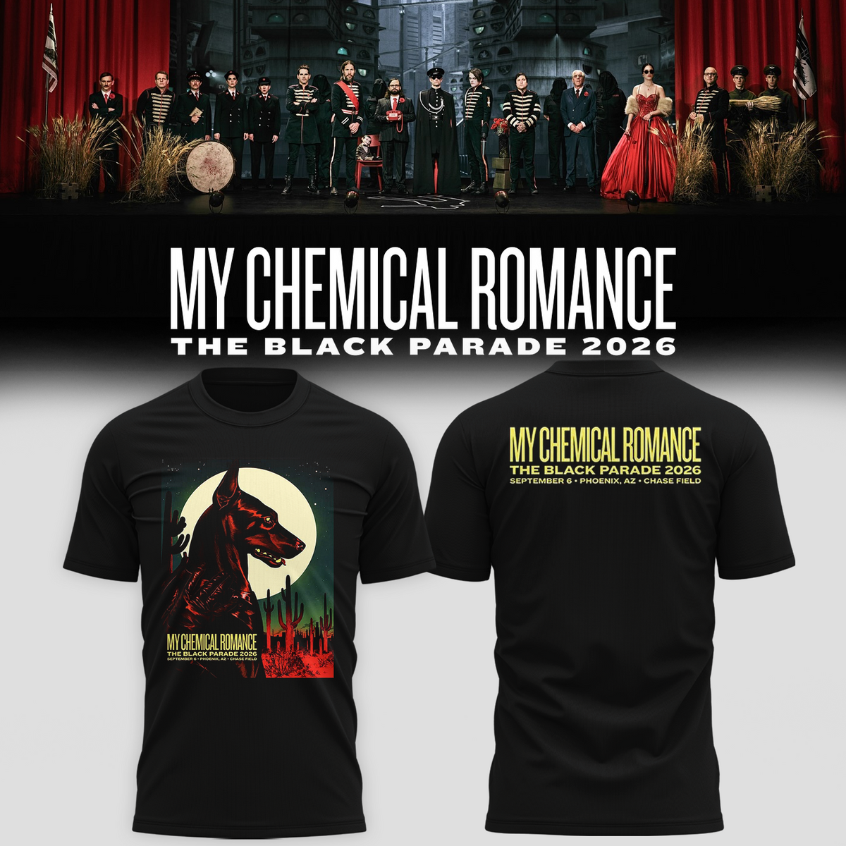 My Chemical Romance Phoenix AZ 2026 Event Poster Live At Chase Field Sep 6 2026 T shirt