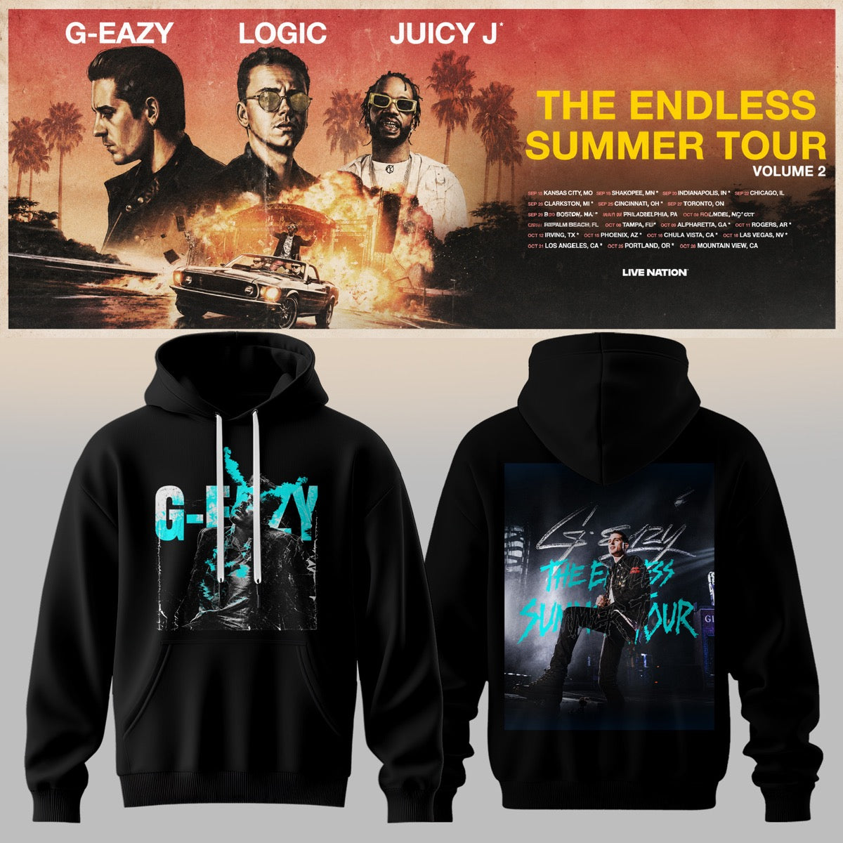 GEZY The Endless Summer Tour Graphic Hoodie 3D AOP V12
