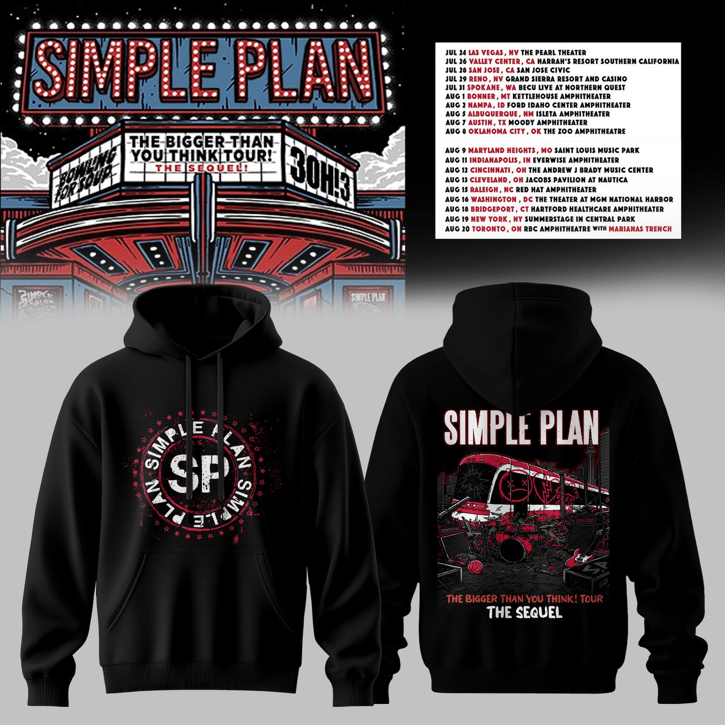 The Bigger Than You Think Tour Premium 3D Hoodie – Doodle Icons Style