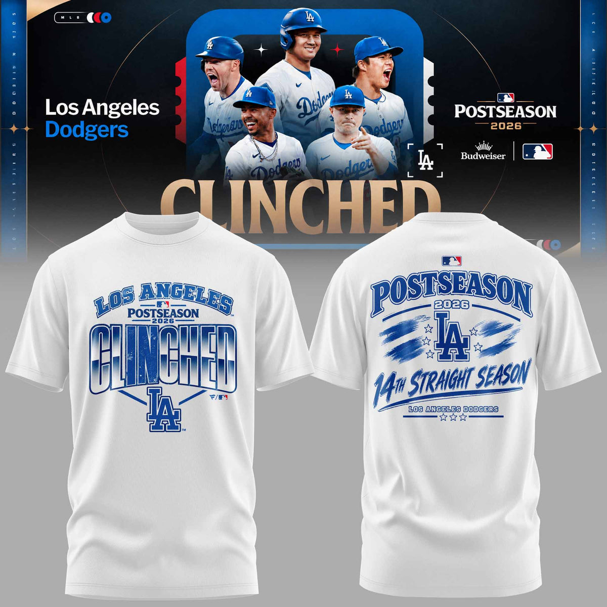 LAD 2026 Postseason Clinched 3D All-Over Print Graphic T-Shirt V3