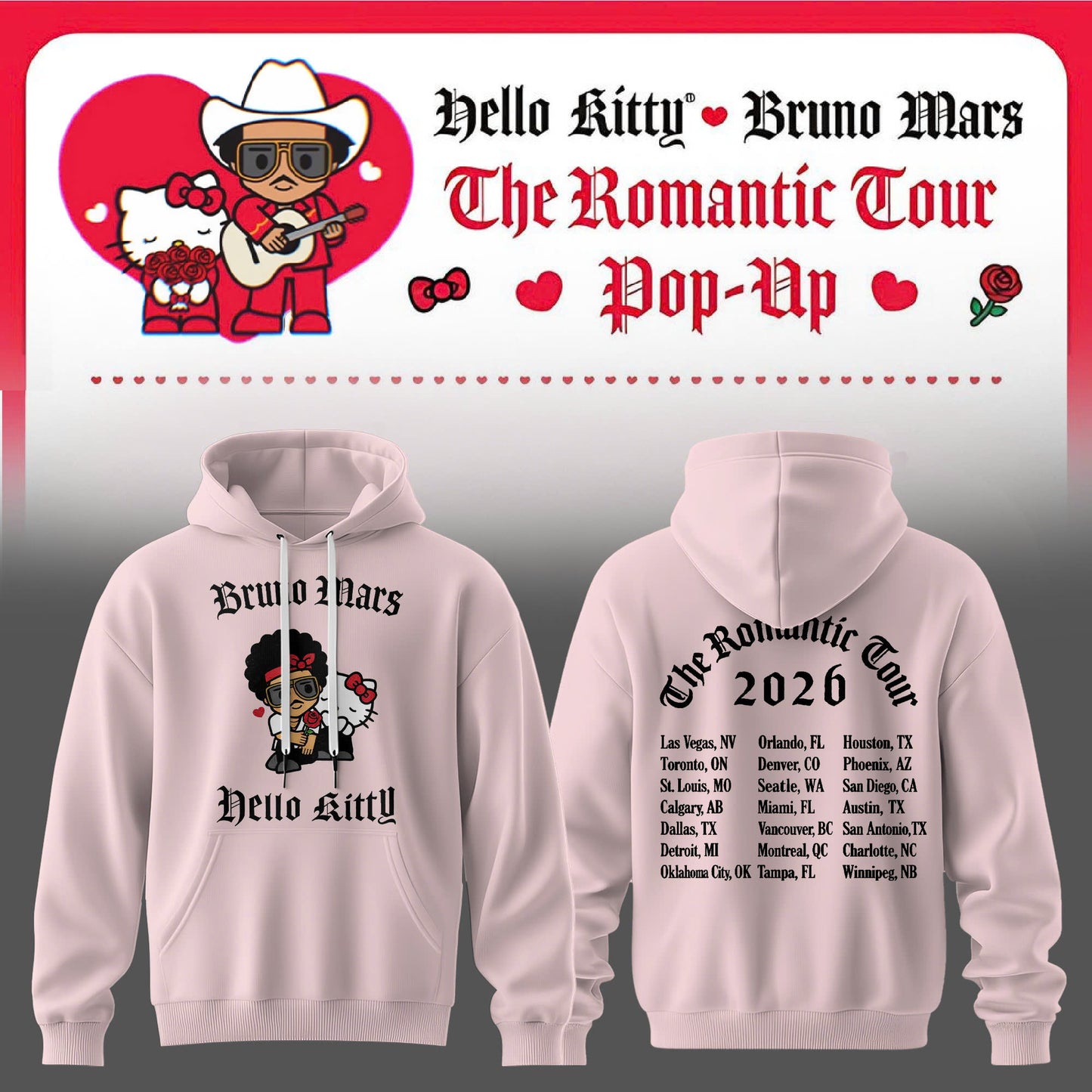 . Hello Kitty x Bruno Mars “The Romantic Tour ” Exclusive Merchandise