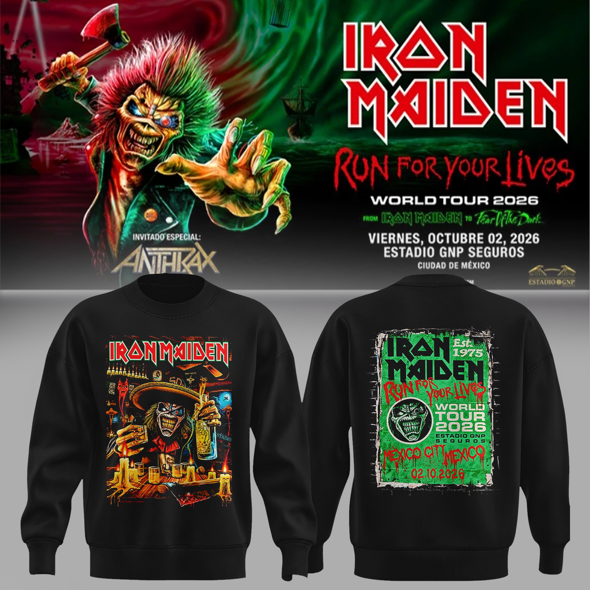 Iron Maiden Mexico City 2026 Event Sweater
