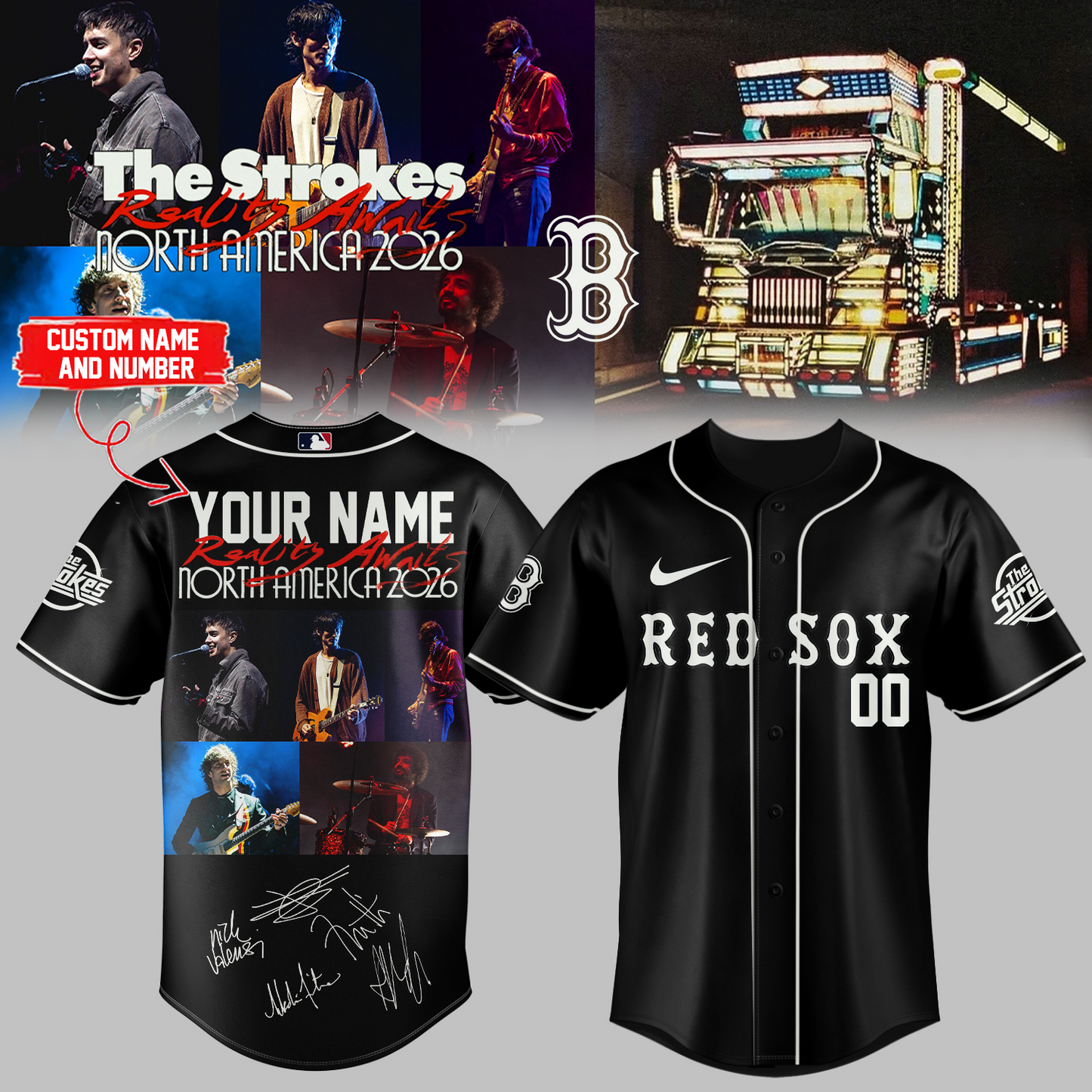 ,,MLB X The Strokes ”Reality Awaits North America 2026” Limited Edition Signature – Jersey 2 (Custom Name&Number)