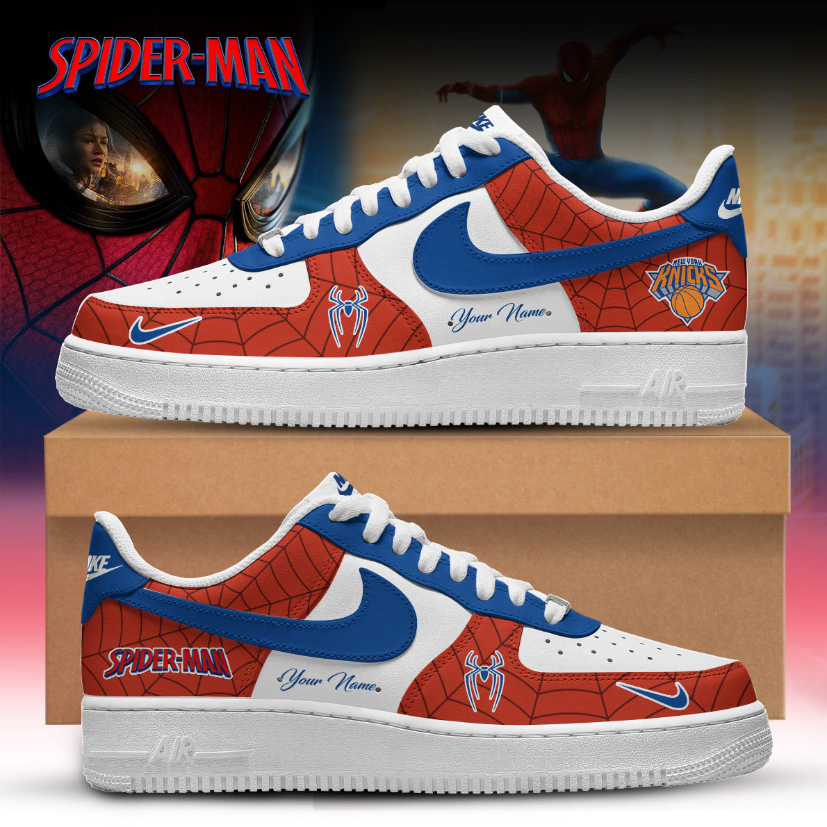 Knicks x Spider Man 2026 Edition Custom Nike Air Force 1 Low for Fans V2