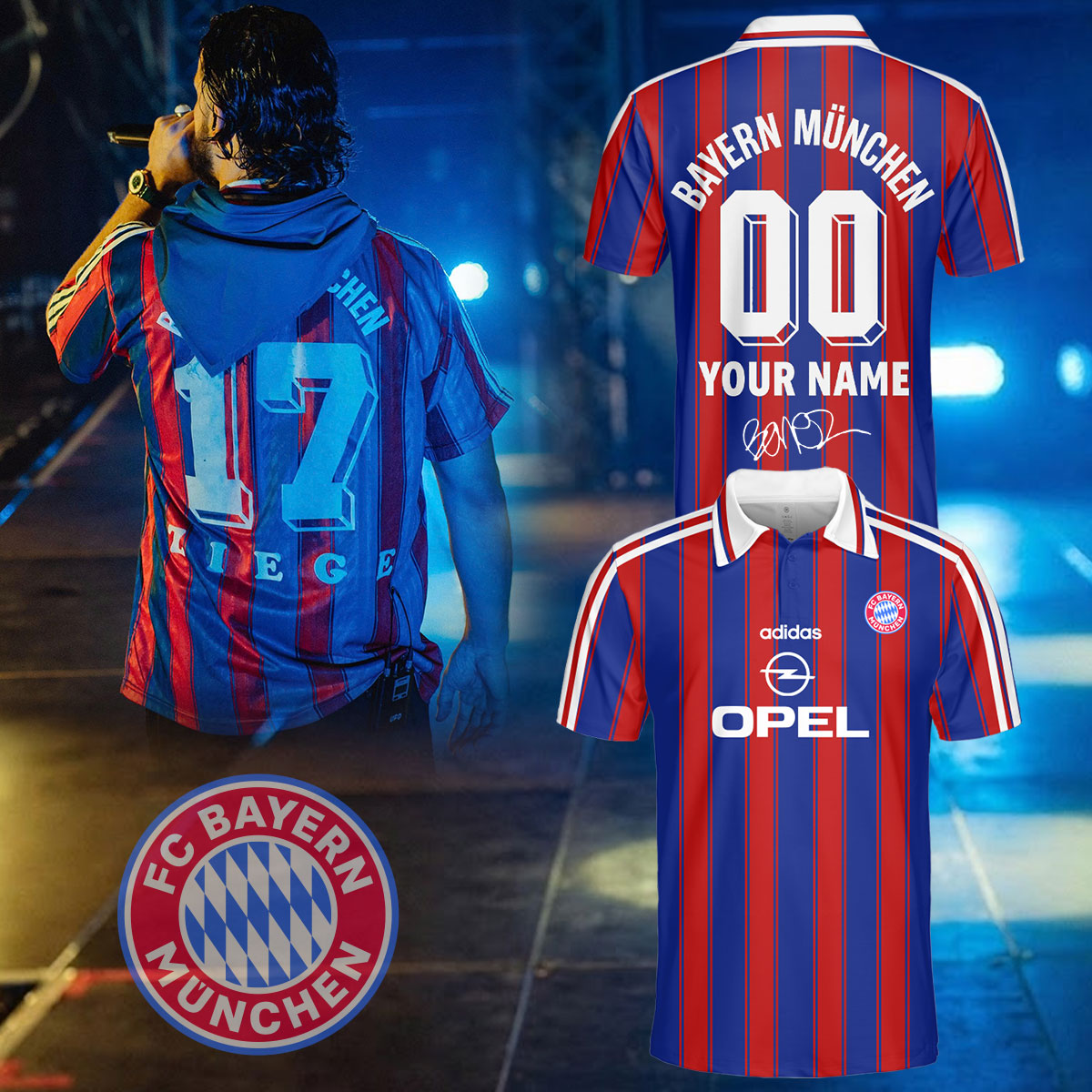,Bonez MC FC Bayern Munich polo (Custom Name & Number)