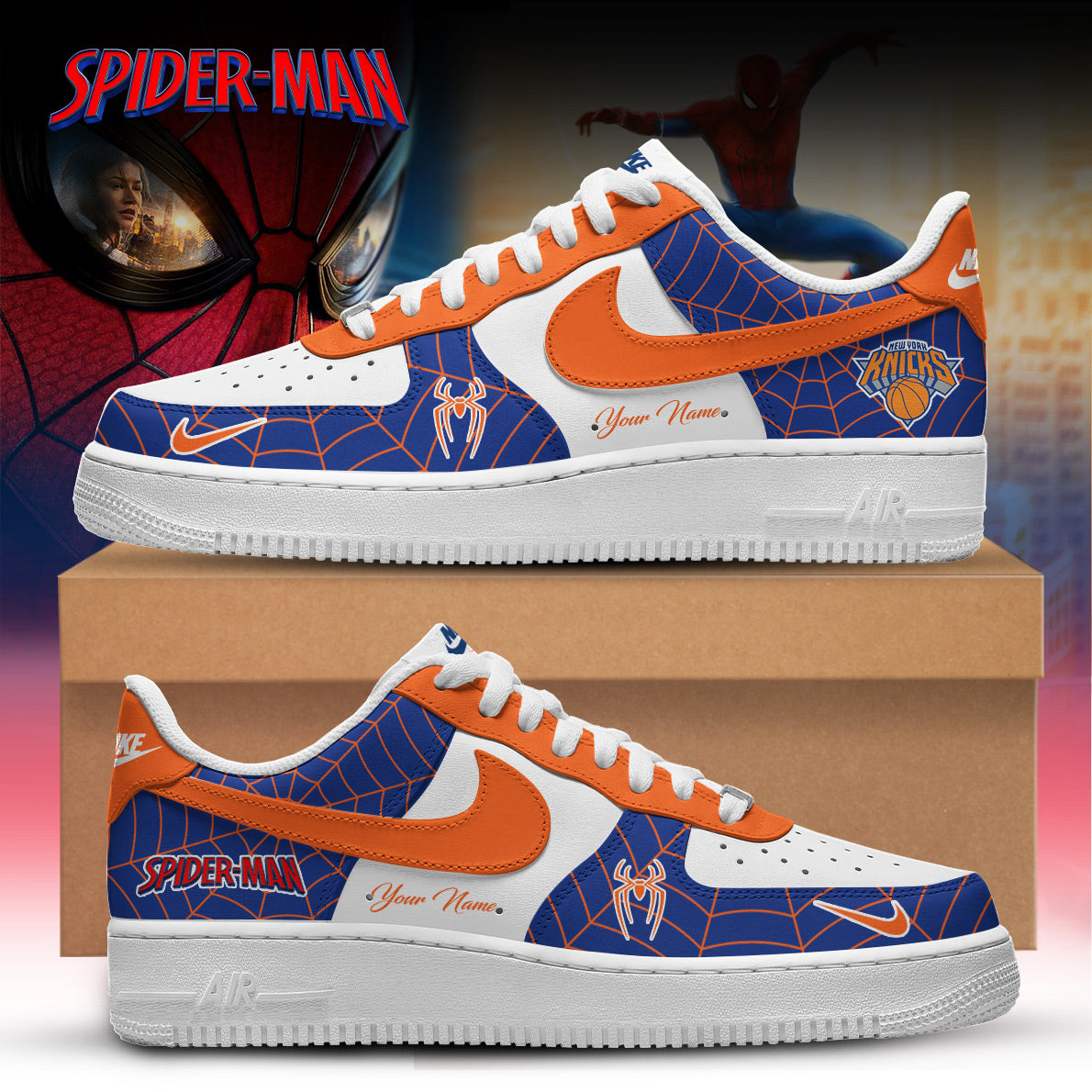 Knicks x Spider Man 2026 Edition Custom Nike Air Force 1 Low for Fans