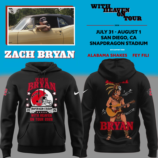 Limited Edition Zach Bryan x San Diego State Football - With Heaven On Tour 2026 Hoodie