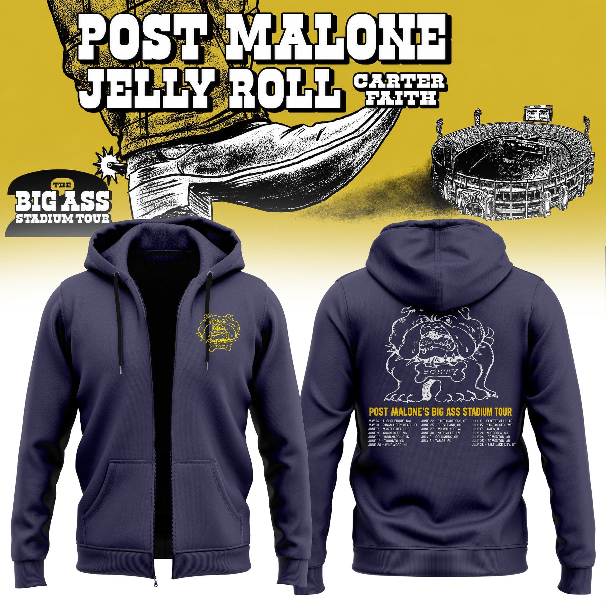 Post Malone "The BIG ASS Stadium World Tour" Limited Zip Hoodie