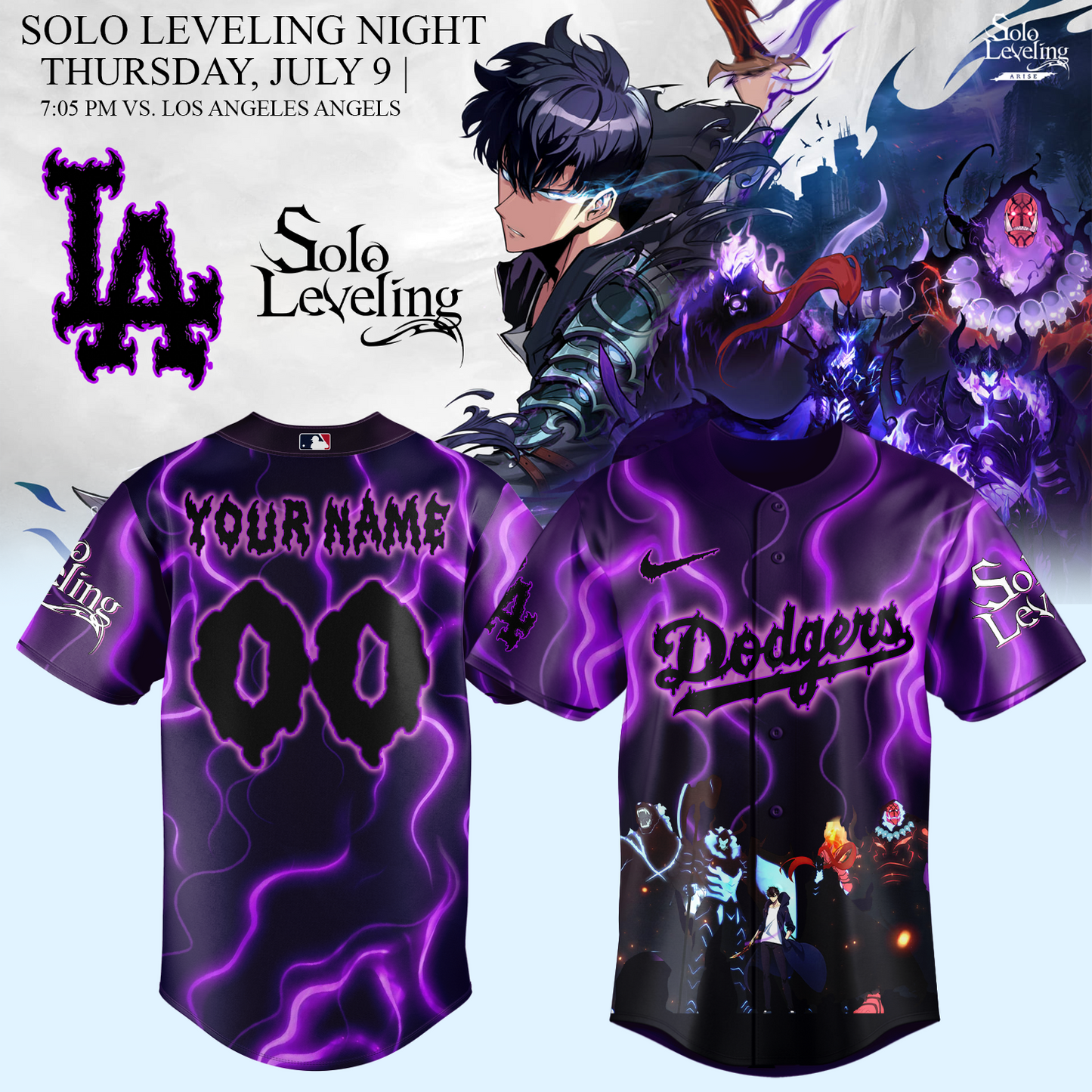 MLB ALL TEAMS x Solo Leveling Limited Jersey (Custom Name & Number)