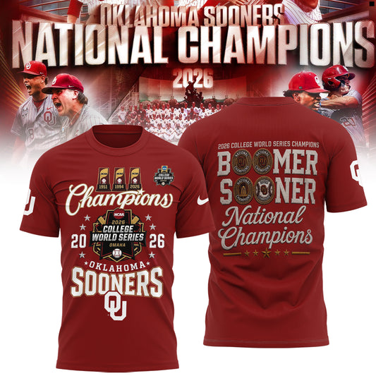 Limited Edition Oklahoma Baseball 2026 National Champions Shirt