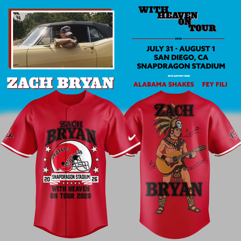Limited Edition Zach Bryan x San Diego State Football - With Heaven On Tour 2026 Jersey