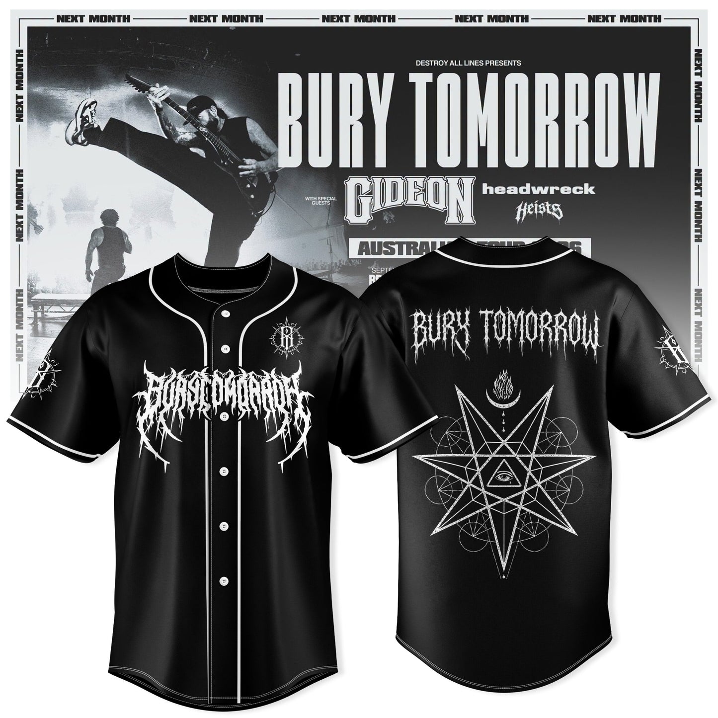 Bury Tomorrow – ‘Will You Haunt Me’ Australian Tour 2026 Exclusive Baseball Jersey