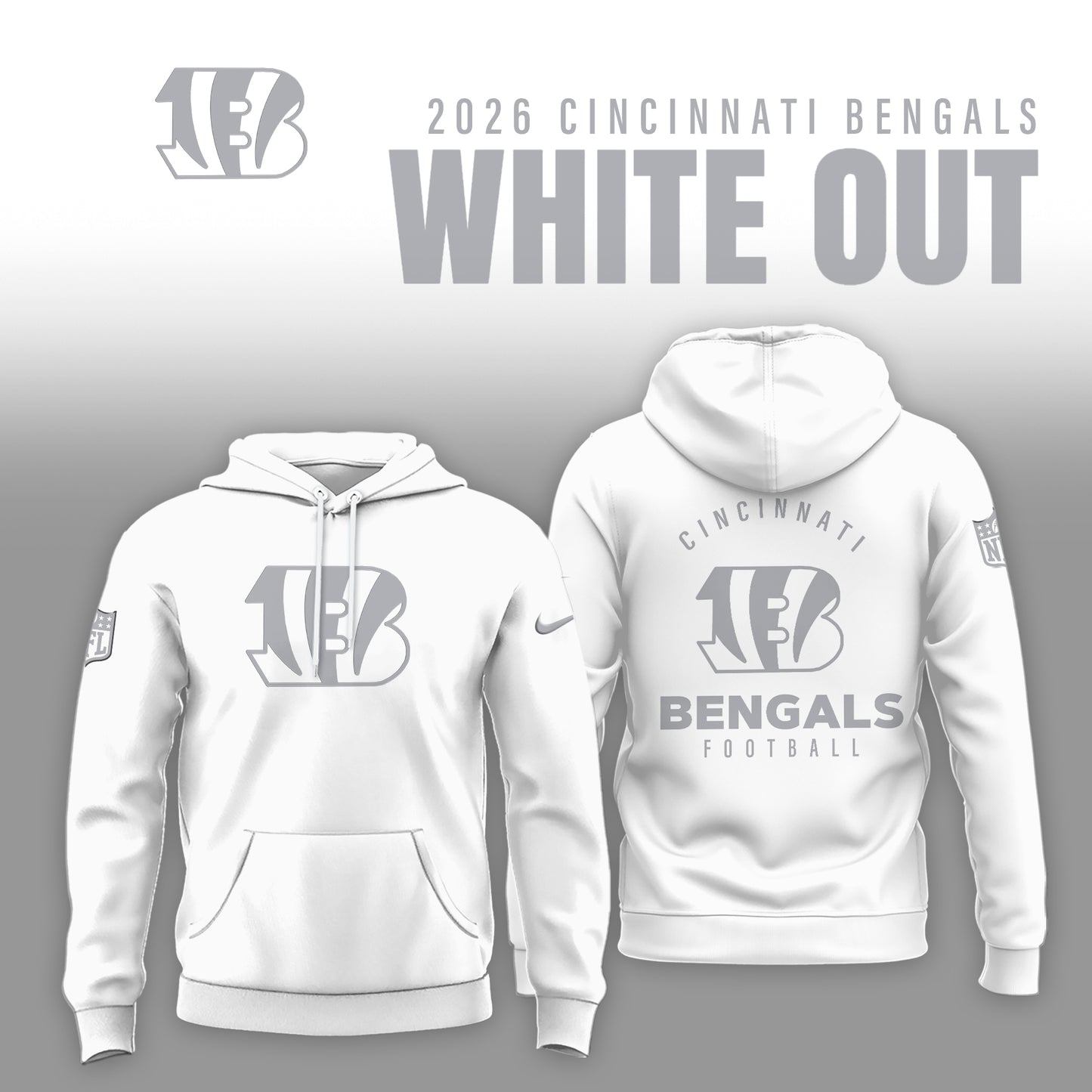 Cincinnati Bengals 2026 White Out Limited Edition Hoodie