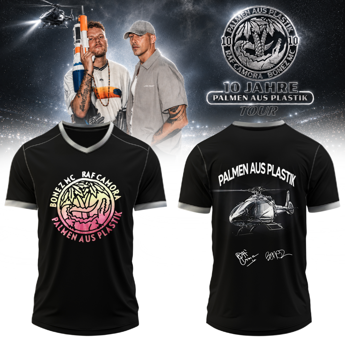 _.,RAF Camora &amp; Bonez MC "10 Jahre Palmen aus Plastik Tour" . Limited Edition Signature Jersey
