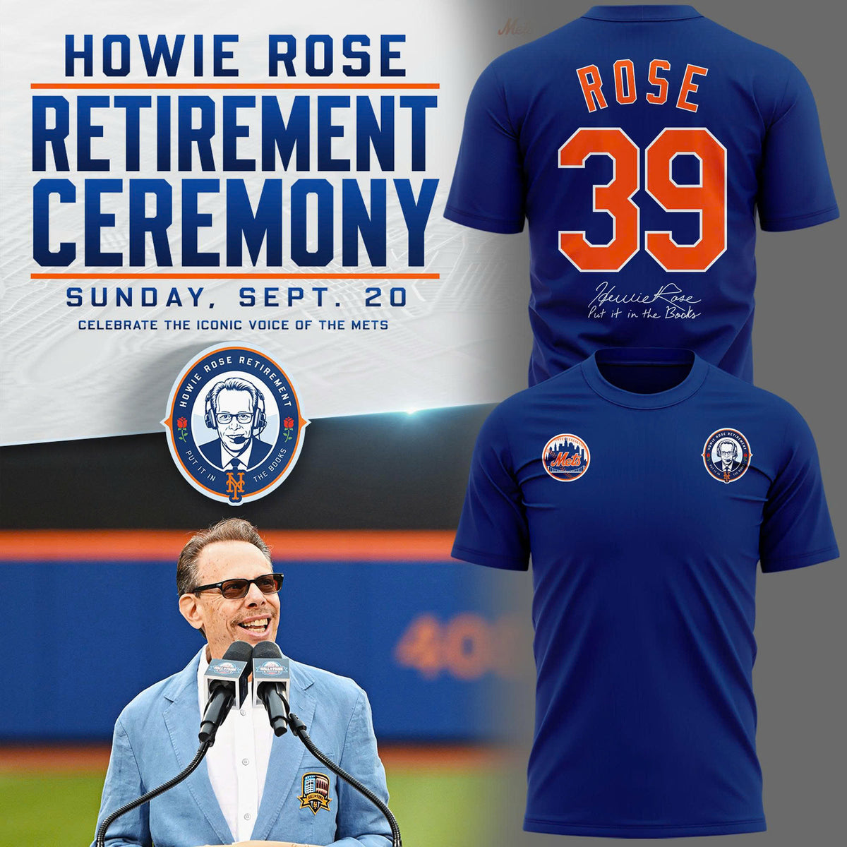 Exclusive Howie Rose 39 Years The Iconic Voice Of The Mets White T-Shirt 2026