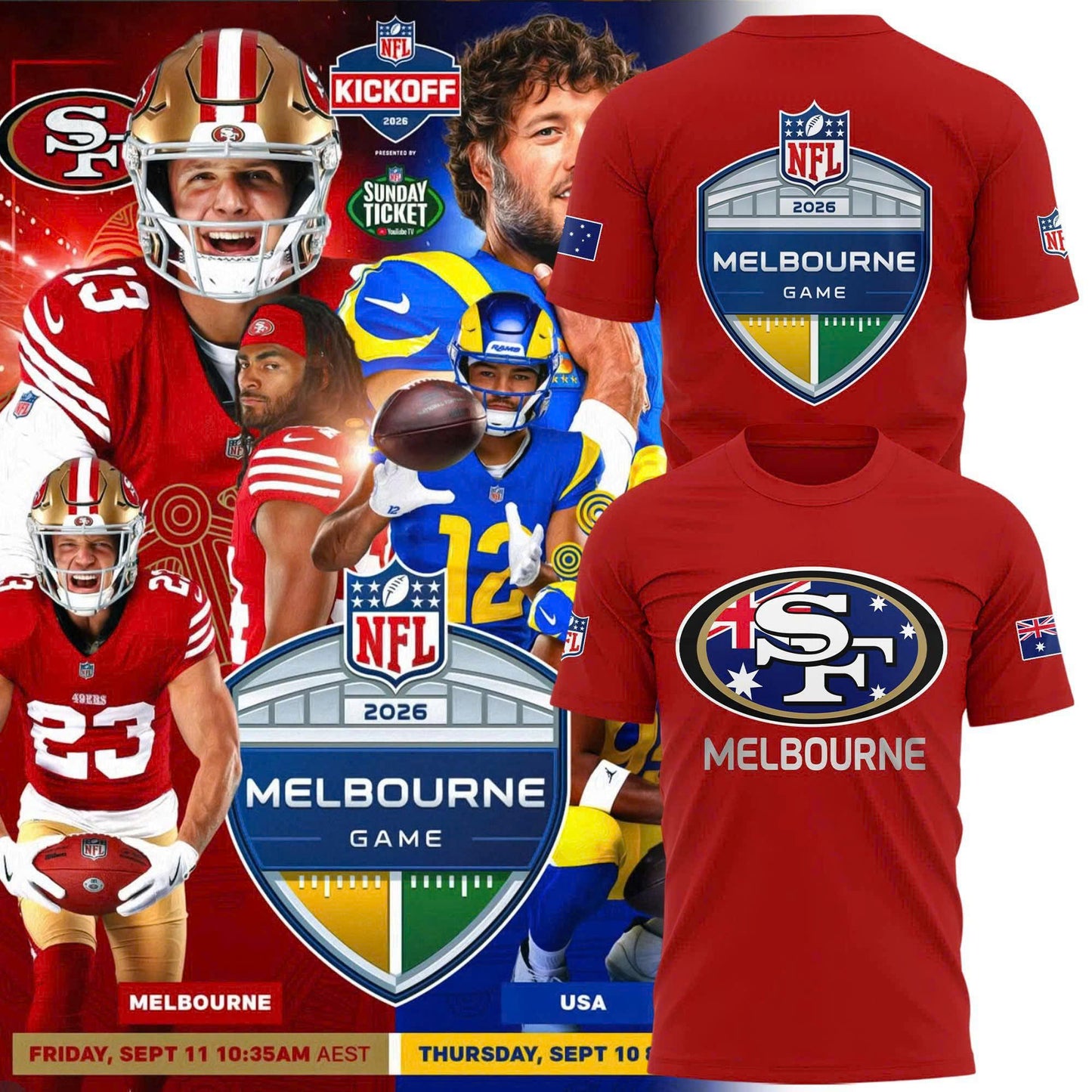 San Francisco 49ers Melbourne Australia 2026 T-Shirt