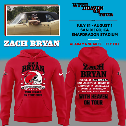 New Hoodie Zach Bryan x San Diego State Football - With Heaven On Tour 2026 Hoodie