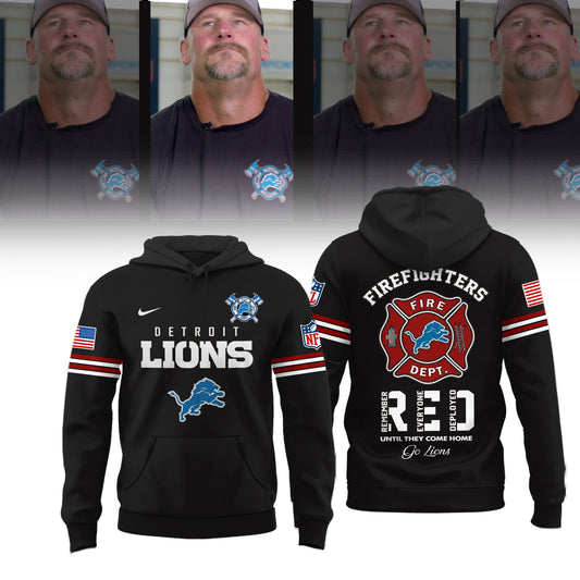 Limited Edition DET Coach Dan Campbell Firefighter Appreciation Night Hoodie