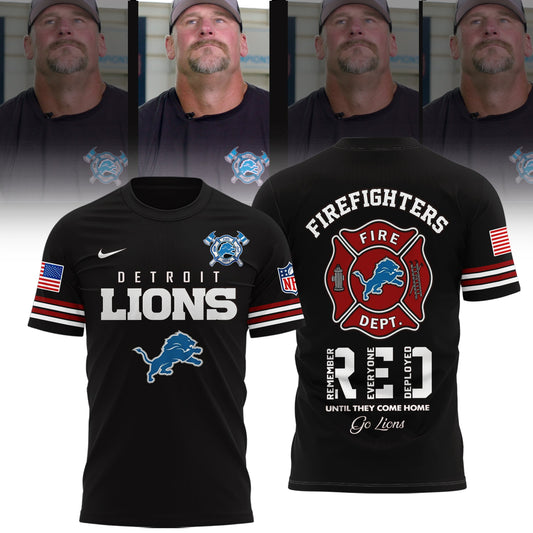 Limited Edition DET Coach Dan Campbell Firefighter Appreciation Night T-shirt