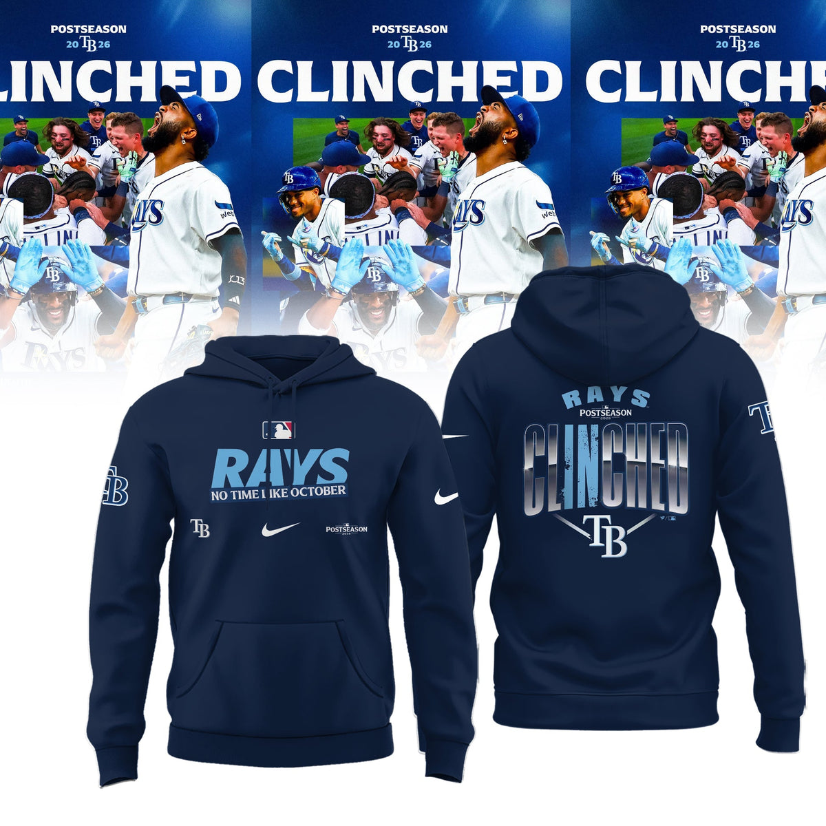 Limited Edition Tampa Bay Rays Postseason 2026 Clinched Hoodie