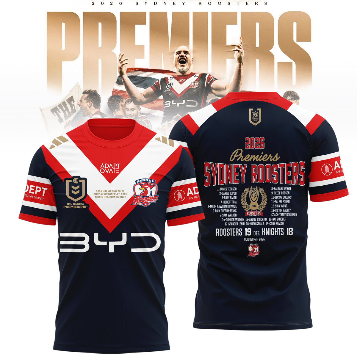 Limited Edition Sydney Roosters NRL Premiers 2026 Shirt