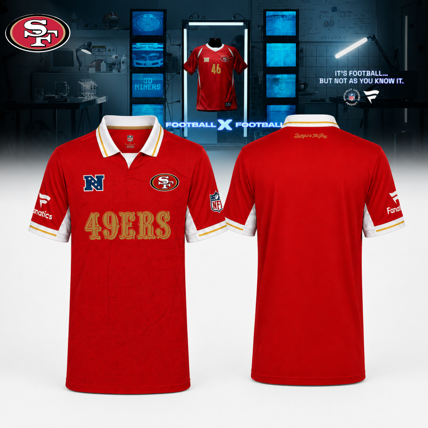 ,,San Francisco 49ers Football x Football Collared Fan Top – Polo